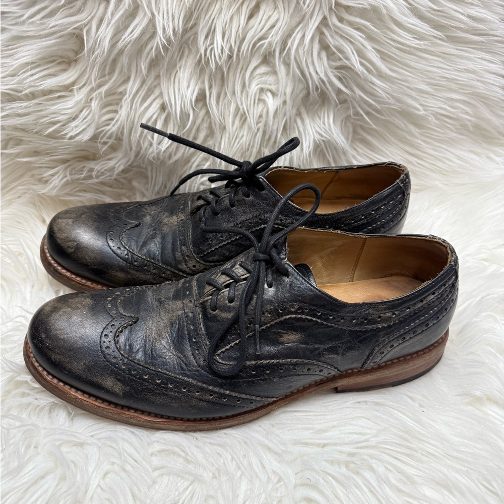 Bed|Stu Black Leather Oxford Shoes Men’s Size 10 | Distressed Dress Shoes